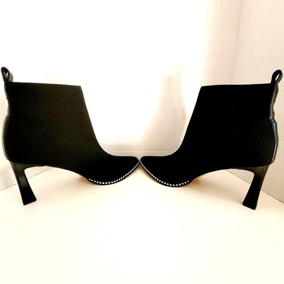11 BCBGeneration Beya Black Stretch Fabric Ankle Boots Booties Pointed Toe Heels - Picture 9 of 13